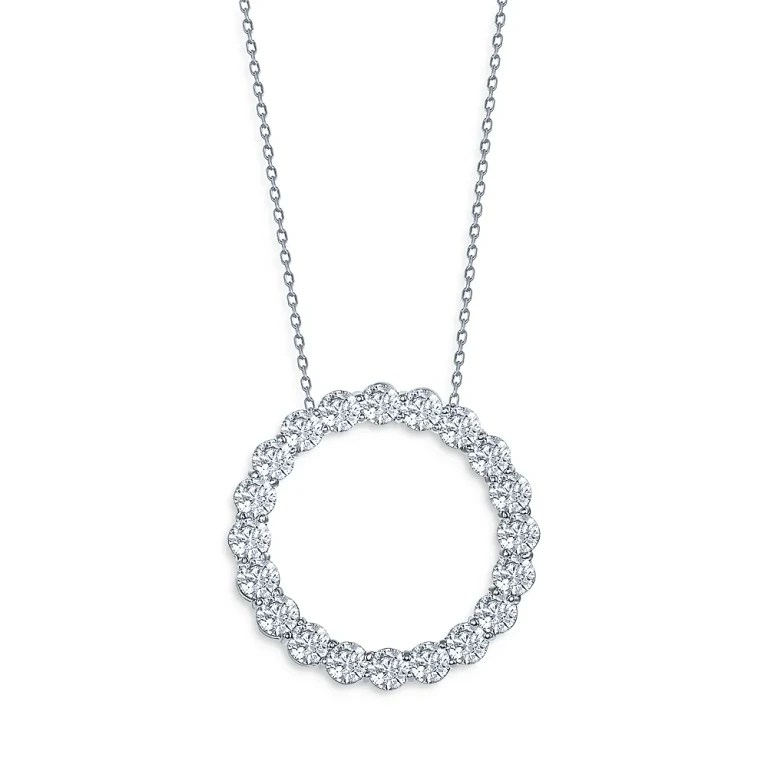 Diamond Circle Pendant Necklace in 14K White Gold, 5.0 tcw