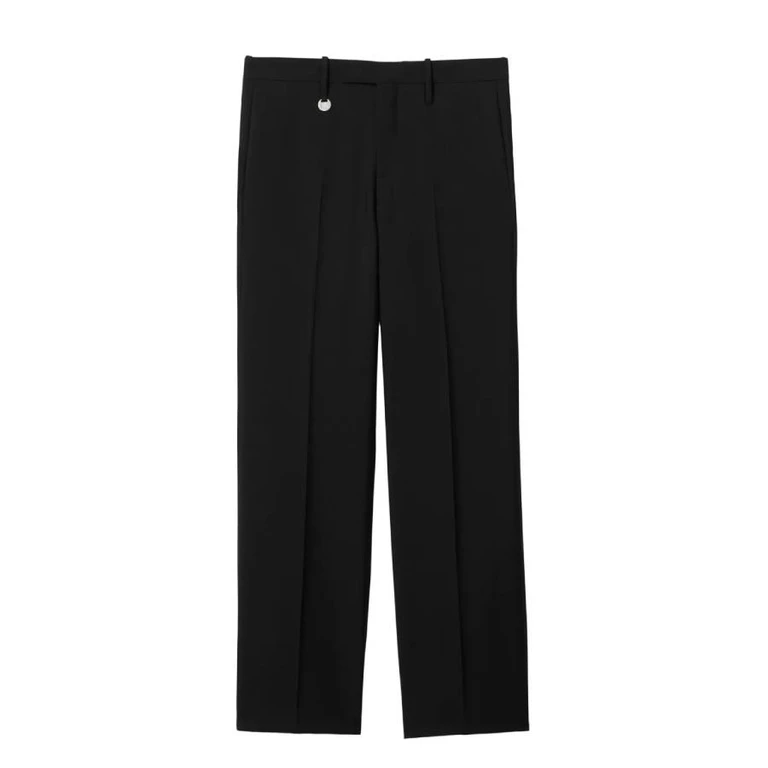 Burberry Mens Black Straight-Leg Wool Trousers