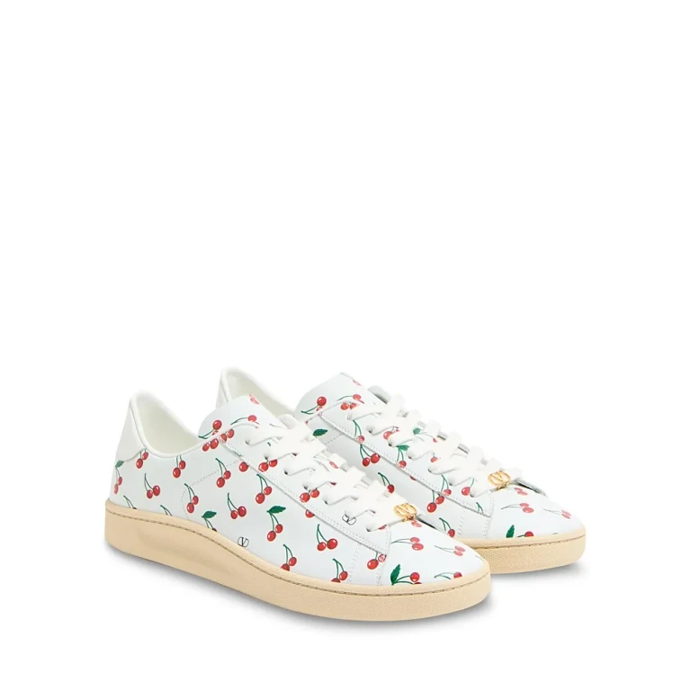 Valentino Garavani Men's Leather Printed Lace Up Sneakers