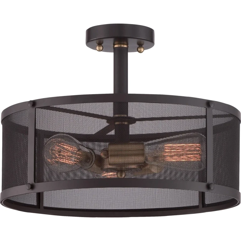 Union Station 3-Light Semi-Flush Mount in Western Bronze