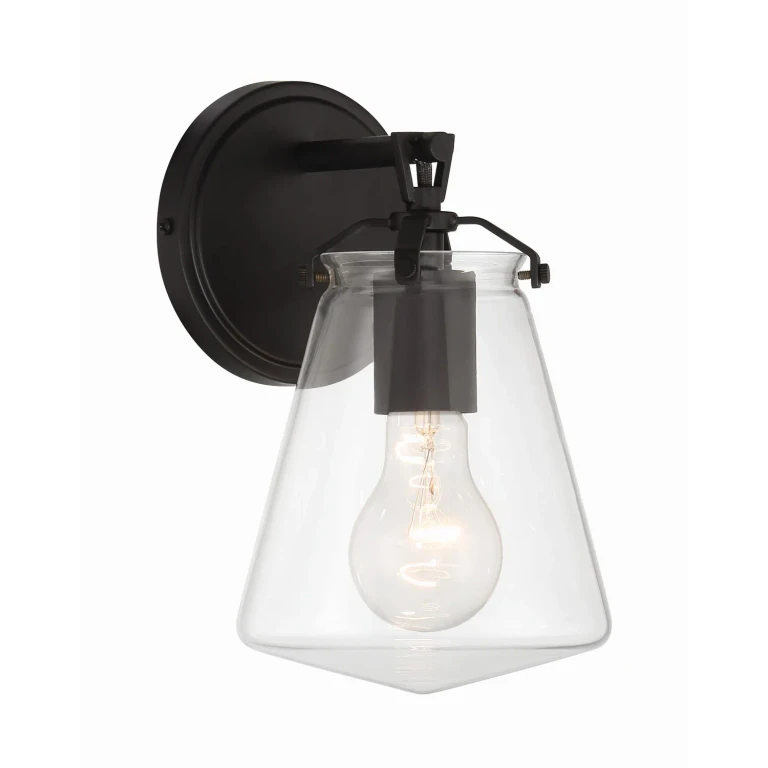 Matte Black One Light Wall Sconce from the Voss Collection