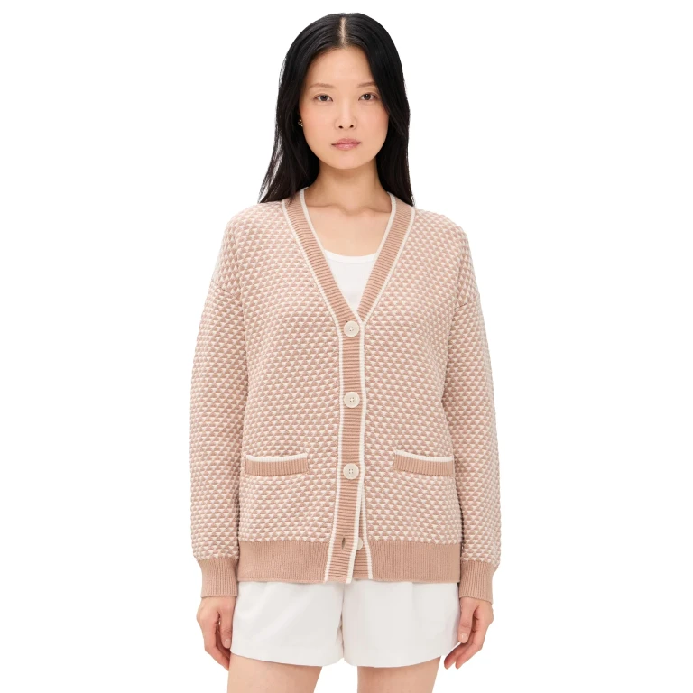 Varley Tarran Stitch Knit Cardigan Light Taupe L