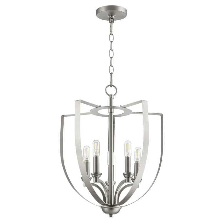 Satin Nickel Five Light Entry Pendant from the Dakota Collection