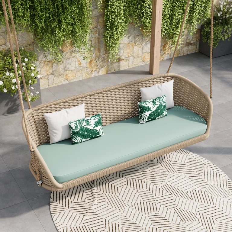 Traditional Wide Outdoor Woven Rope Swing Sofa Hanging Chair with Cushion