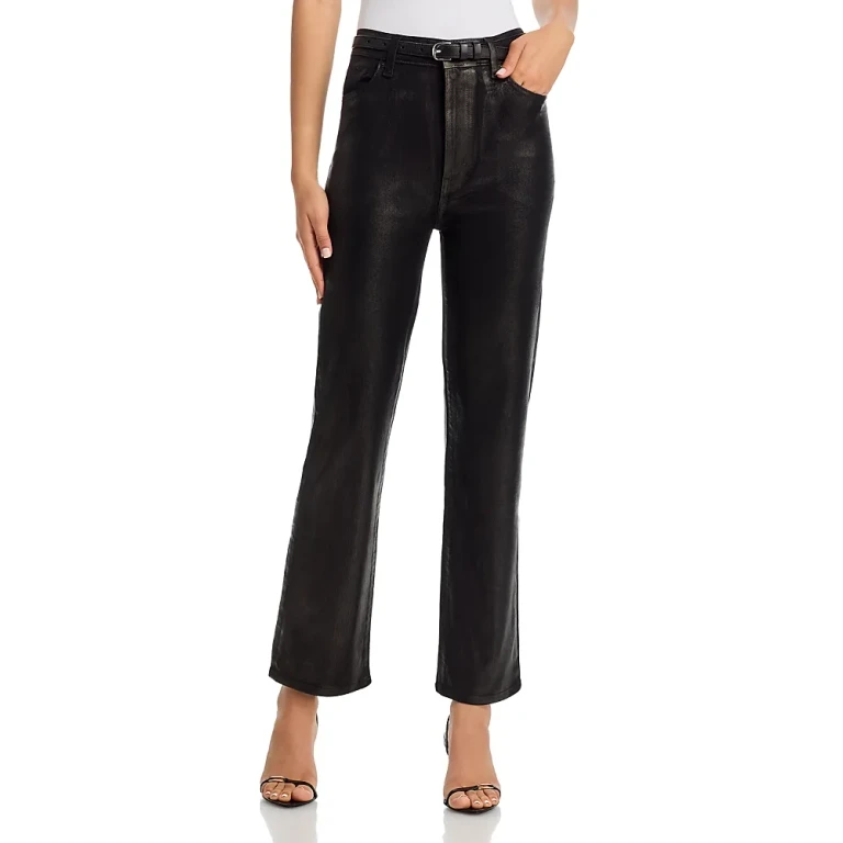 Frame Le Sleek Coated High Rise Straight Jeans in Mood Ring