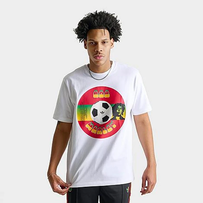 adidas Men's Originals x Bob Marley Record Graphic T-Shirt in White Size: XS