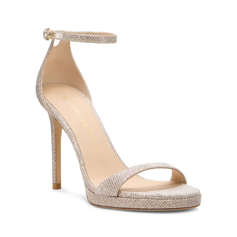 Stuart Weitzman Metallic Leather nudist Platform Heels
