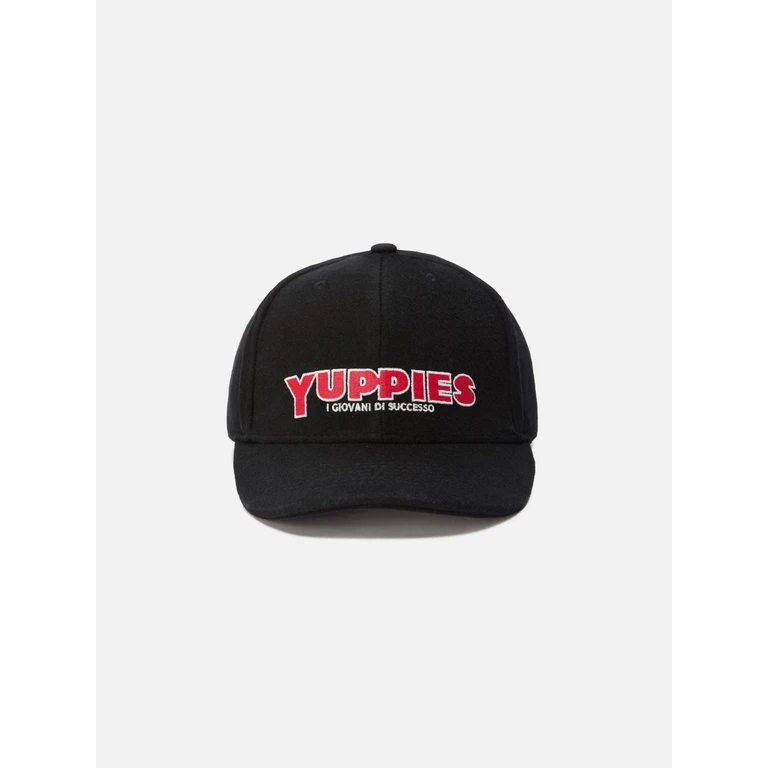 Mc2 Saint Barth Baseball Cap Wool Blend With Yuppies Embroidery Special Edition Black Hat - Unisex