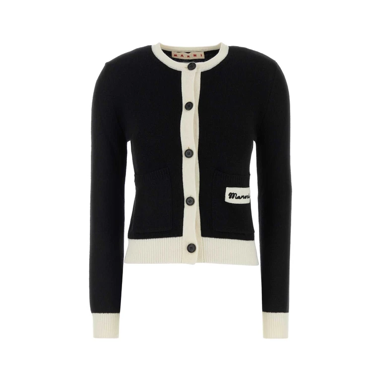 Marni Black Wool Blend Cardigan Exterior: Nylon Maglieria - Women