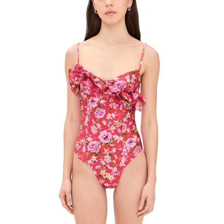 PatBO Peony Ruffle Bodysuit Red XS