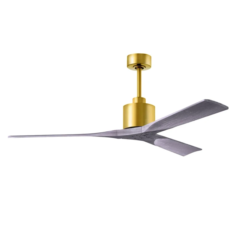Nan 6-Speed DC 60 Ceiling Fan in Brushed Brass with Barnwood Tone blades
