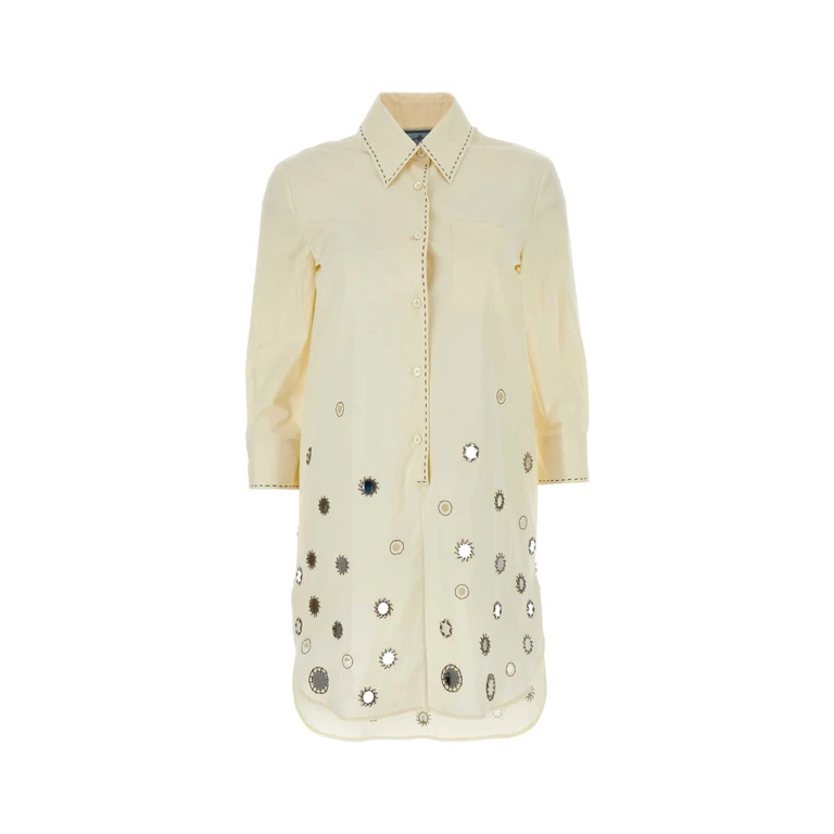 Prada Sand Cotton Shirt Dress Naturale Abiti - Women