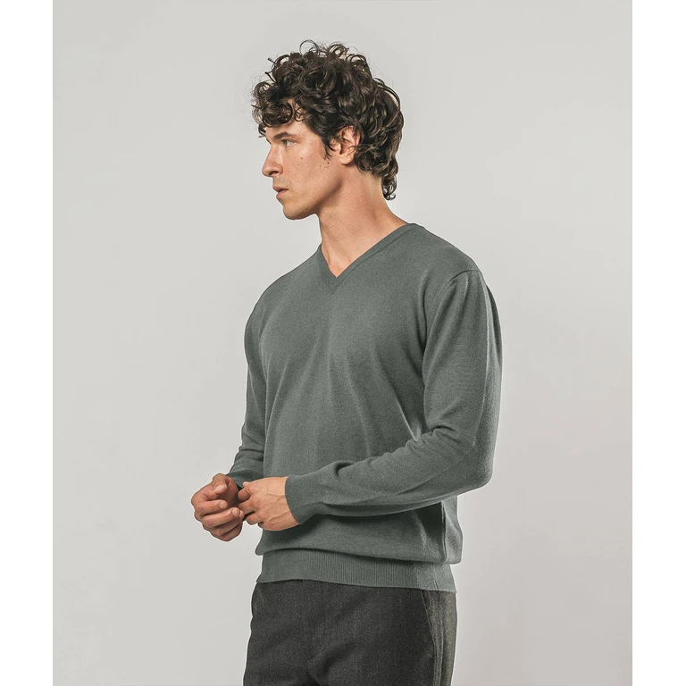 Larusmiani V-Neck Cashmere Sweater Stoccolma Ivory V Neck - Men