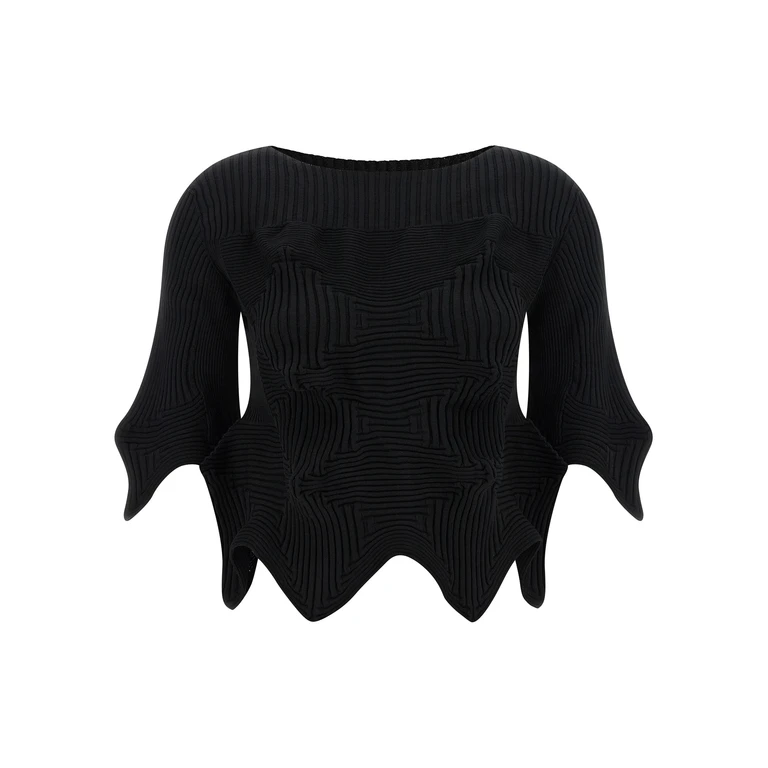 Issey Miyake Linkage Top Black Polyester Tops - Women