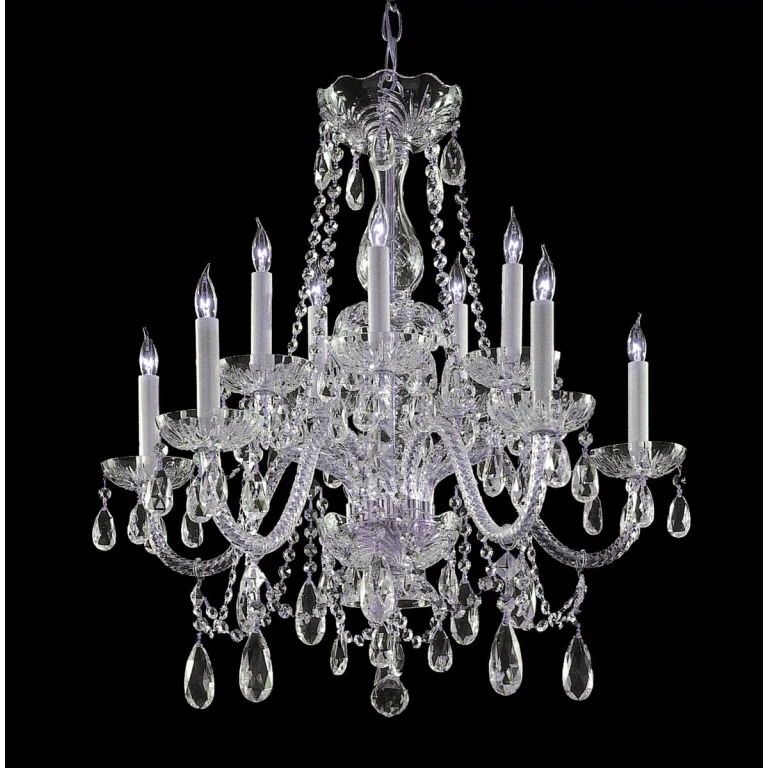 Traditional Crystal 10-Light 26" Chandelier in Polished Brass