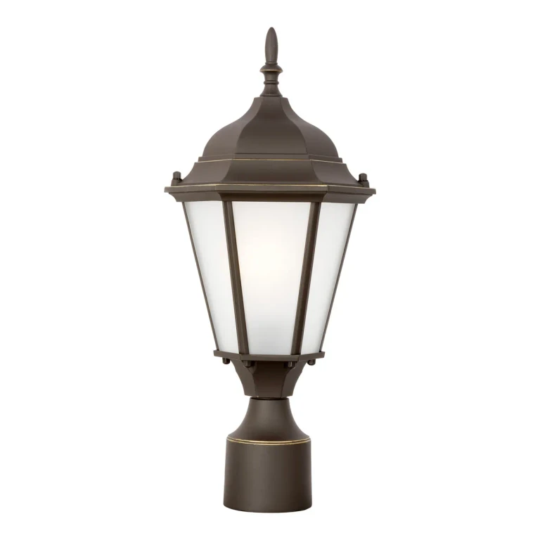 Antique Bronze One Light Outdoor Post Lantern from the Bakersville Collection