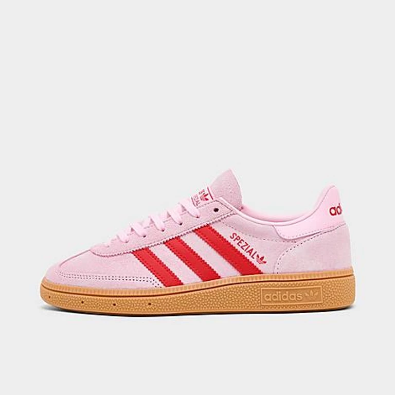 adidas Big Kids Originals Handball Spezial Casual Shoes in Clear Pink/Pure Ruby Size: 3.5
