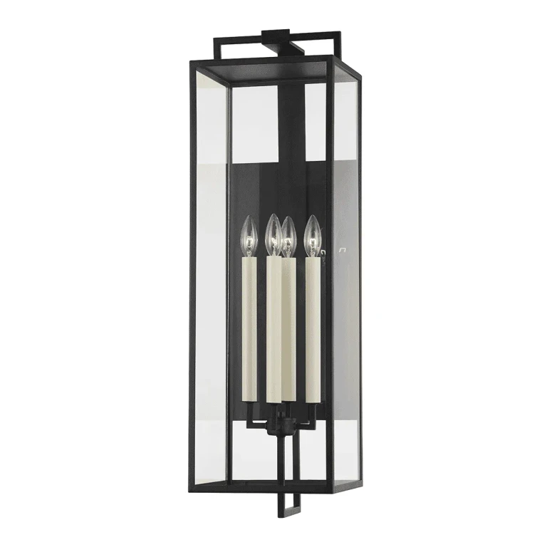 Forged Iron Four Light Outdoor Wall Sconce from the Beckham Collection