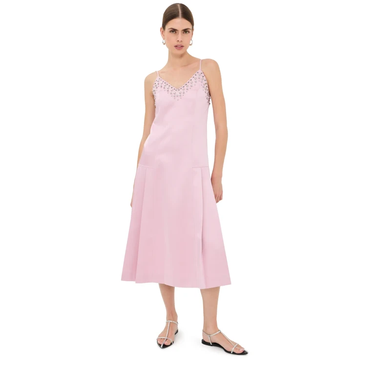 3.1 Phillip Lim Studded Structured Satin Pleated Cami Midi Dress Lotus 6