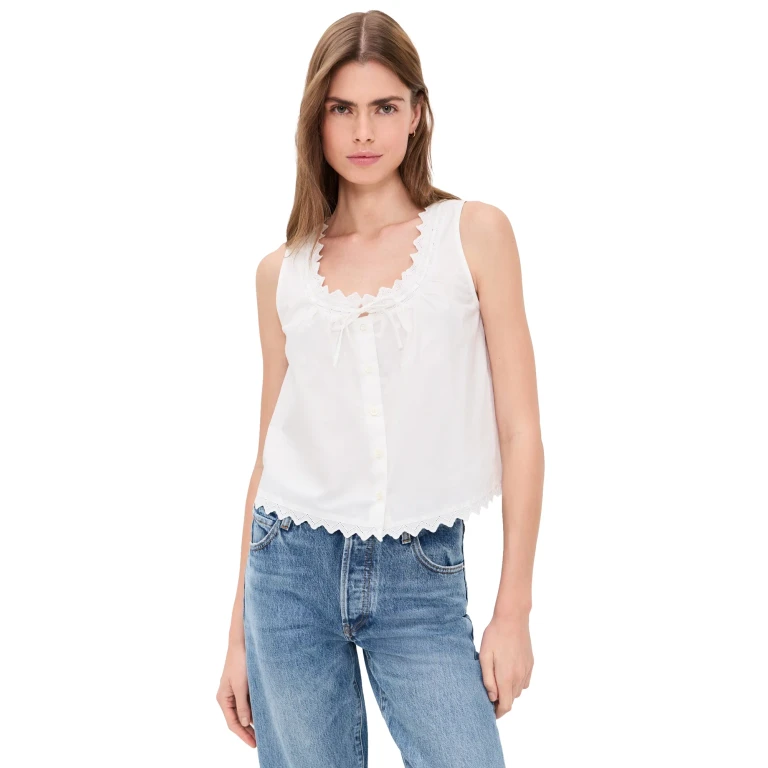 FRAME The Serene Tank Top White L