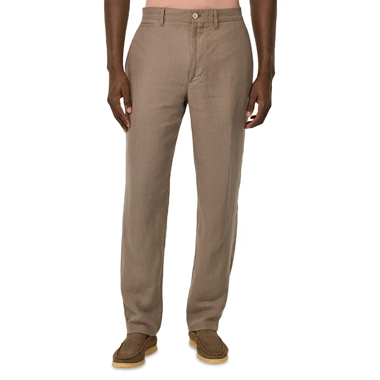 Boggi Milano Solid Linen Straight Fit Trousers