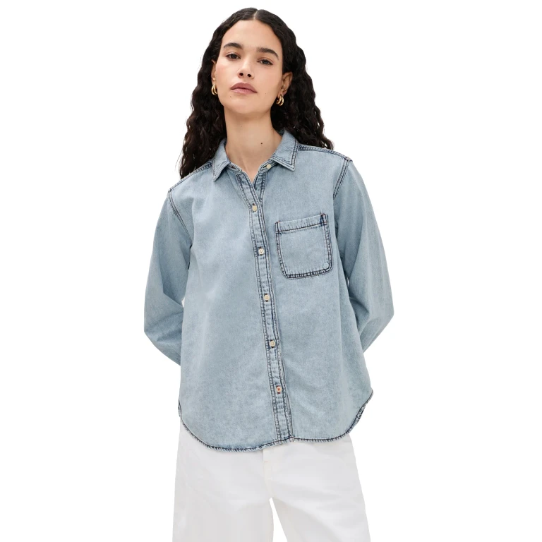 Marine Layer Jane Relaxed Denim Shirt Medium Wash L