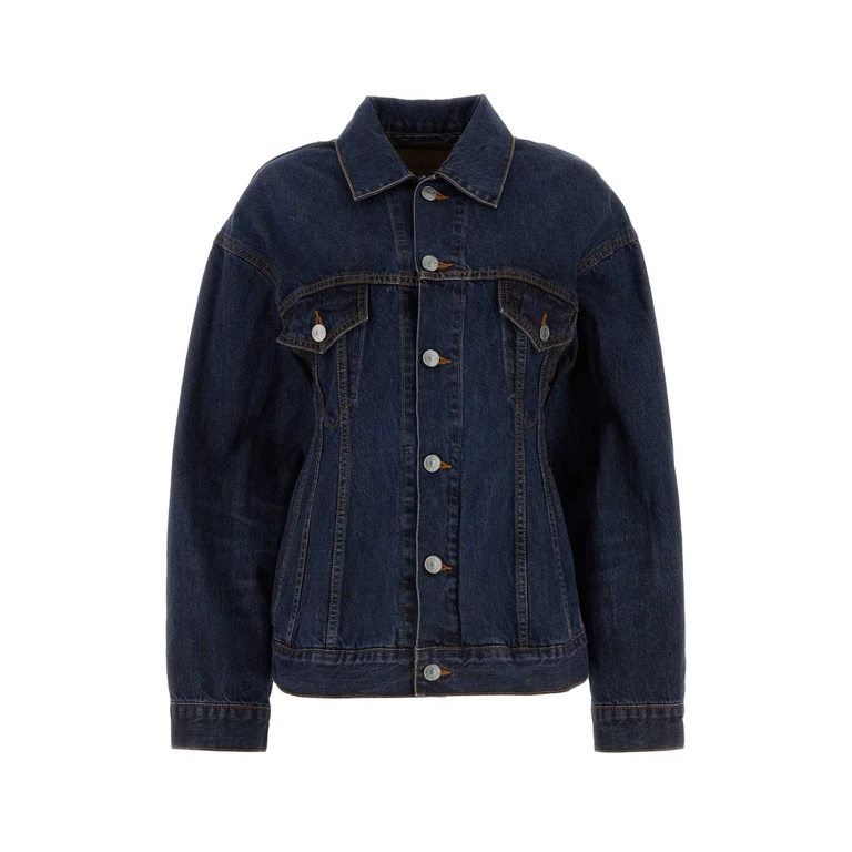 Balenciaga Dark Blue Denim Hourglass Jacket Darkindigomadder Exterior: Cotton Silk Giubbini - Women