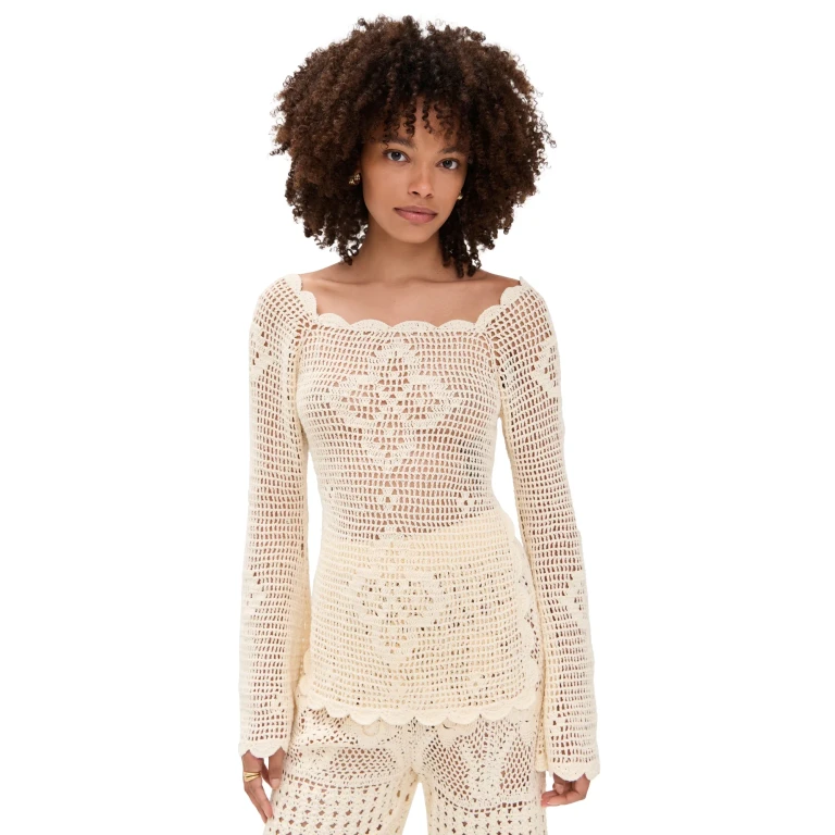 Agua Bendita Boh Handmade Crochet Top White M