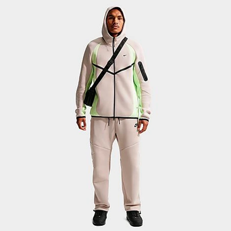Nike Men's Tech Fleece Pro Windrunner Full-Zip Jacket in Cream II/Light Liquid Lime/Black Size: XS