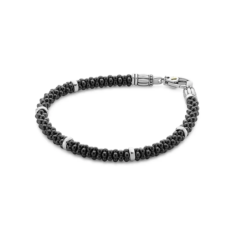 Lagos Black Caviar Ceramic Sterling Silver and 18K Gold Bracelet