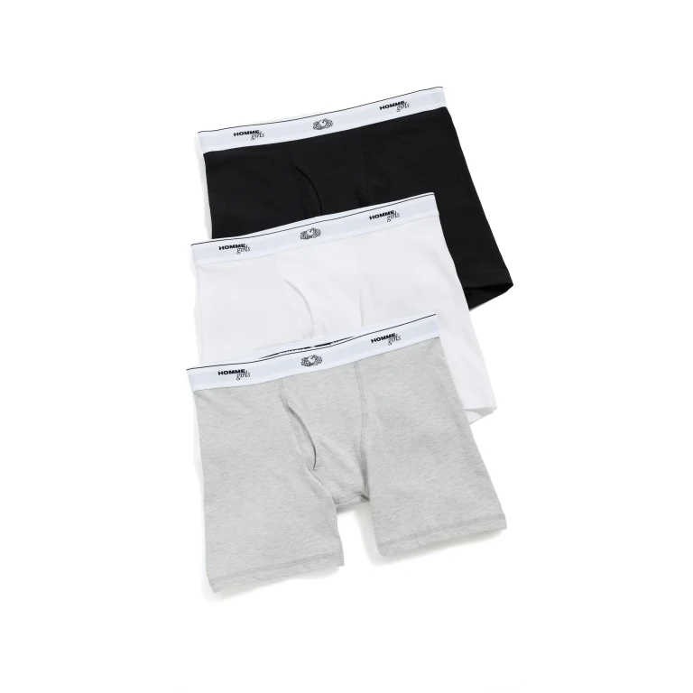 HOMMEGIRLS Homme Girls X Fruit of the Loom Boxer Briefs 3-Pack Black/Heather Grey/White M