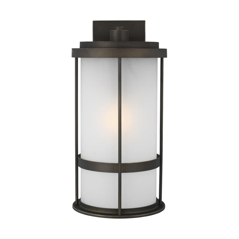 Antique Bronze One Light Outdoor Wall Lantern from the Wilburn Collection