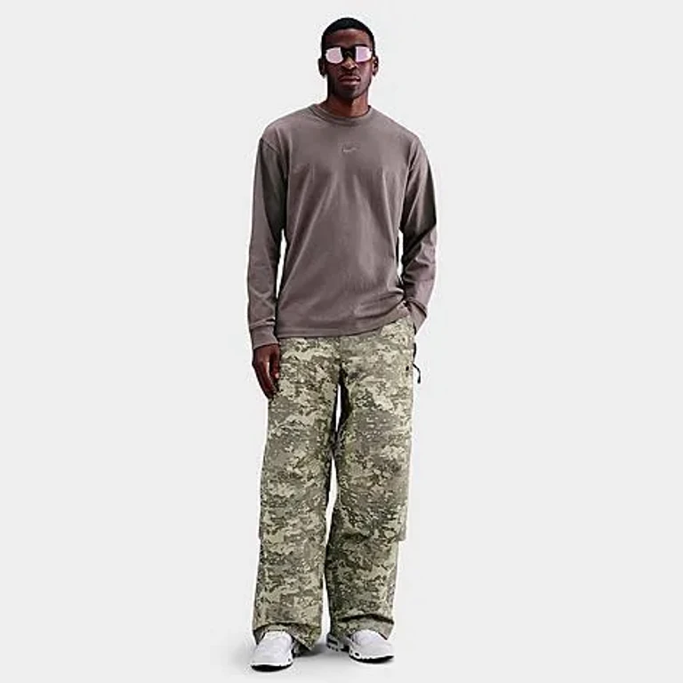 Nike Men's Sportswear Premium Essentials Long-Sleeve T-Shirt in Cave Stone Size: XS