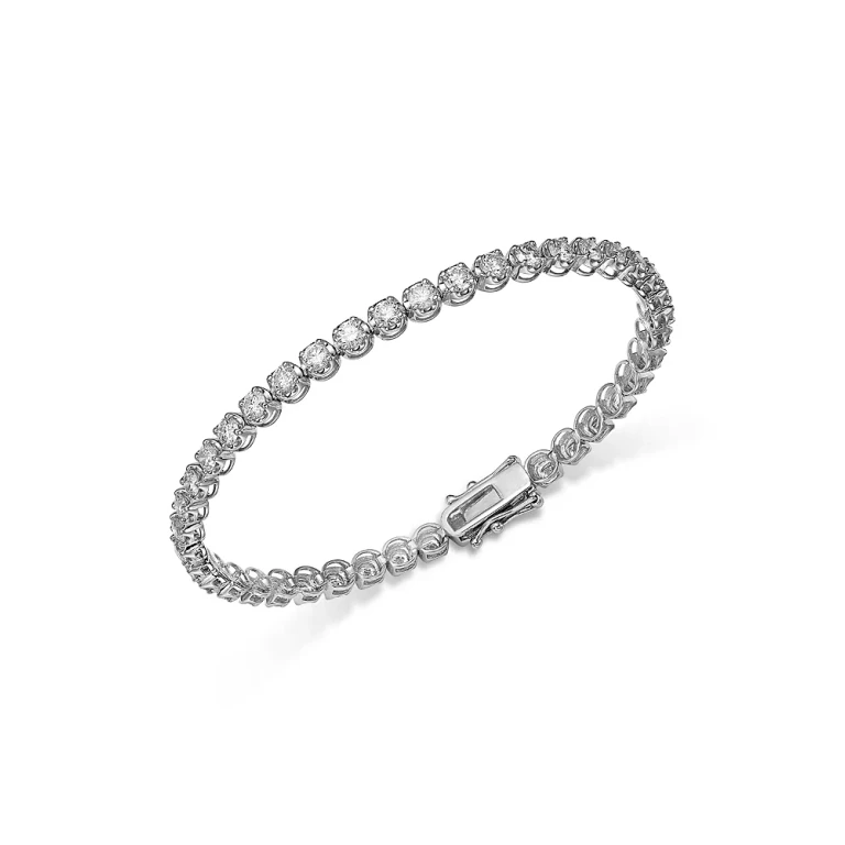 Crown Set Diamond Tennis Bracelet in 14K White Gold, 5.0 tcw