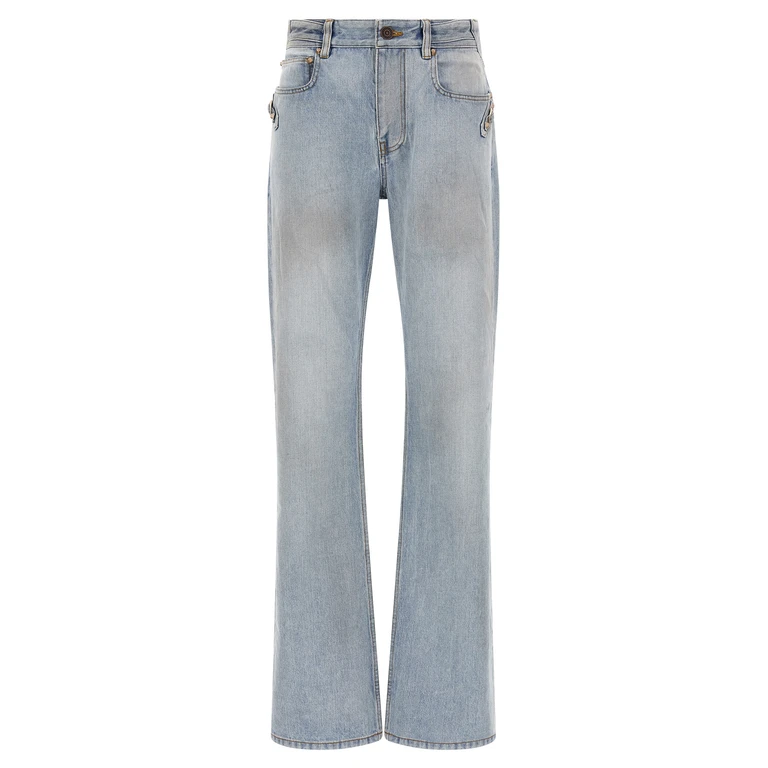 Balenciaga Blue Cotton Straight-Leg Jeans Clothing - Women
