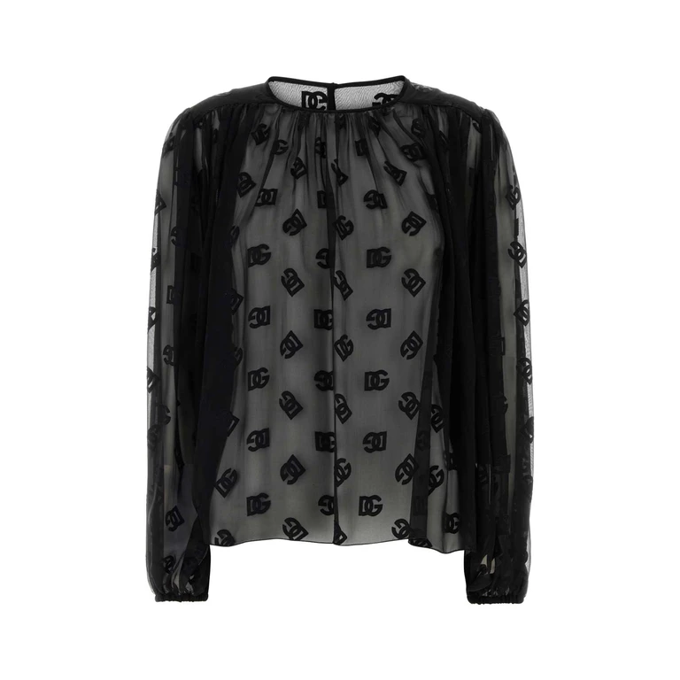 Dolce & Gabbana Black Organza Blouse Nero Exterior: Silk Viscose Maglie - Women
