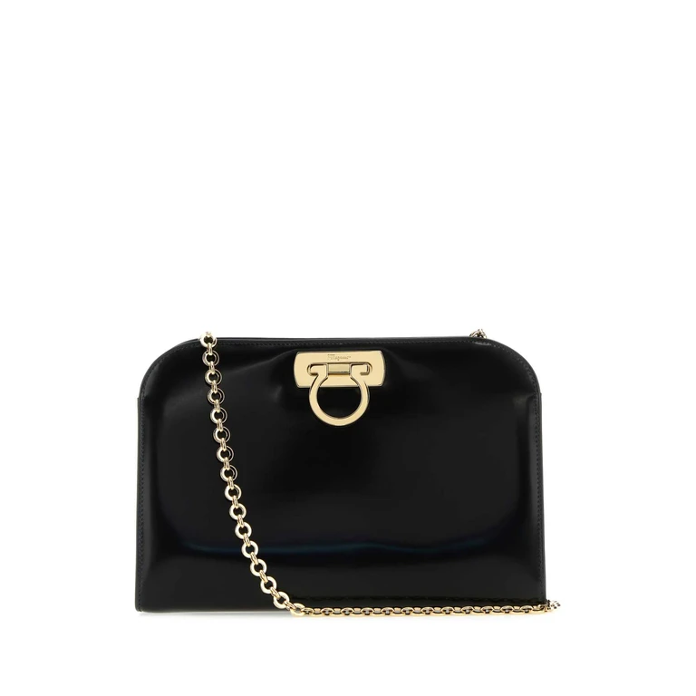 Ferragamo Black Leather Clutch Neroneronero - Women