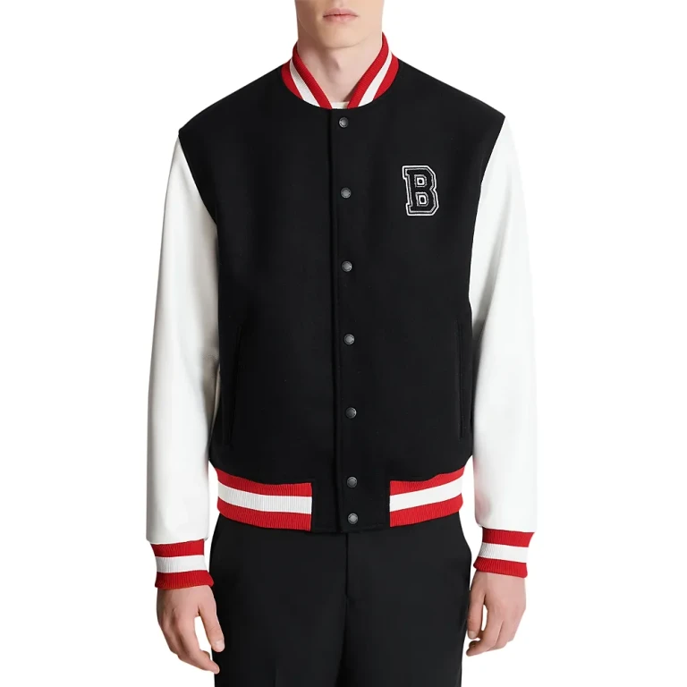 Balmain Mixed Media Varsity Jacket