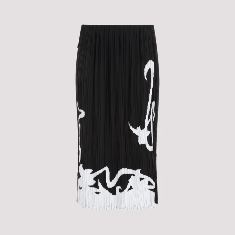 Lanvin Pleated Long Skirt Black Polyester - Women