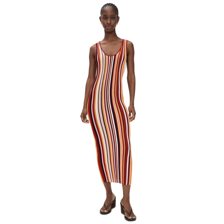 Ronny Kobo Kerry Knit Dress Rust Multi S