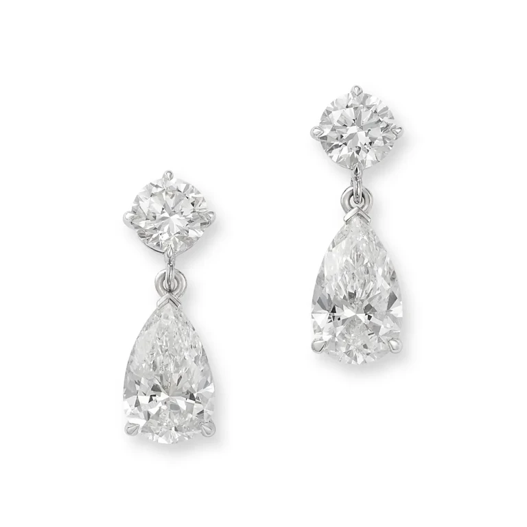Luxe Collection Certified Lab Grown Diamond Round & Pear Drop Earrings in 14K White Gold, 2.45 tcw