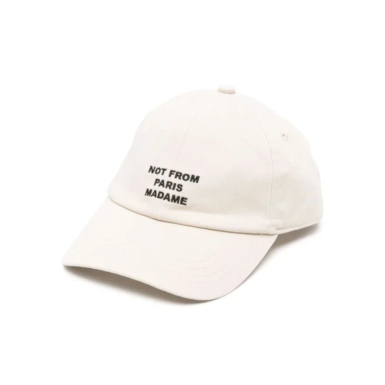 Drôle de Monsieur la Casquette Slogan Beige Baseball Cap With Logo Embroidery In Cotton For Men
