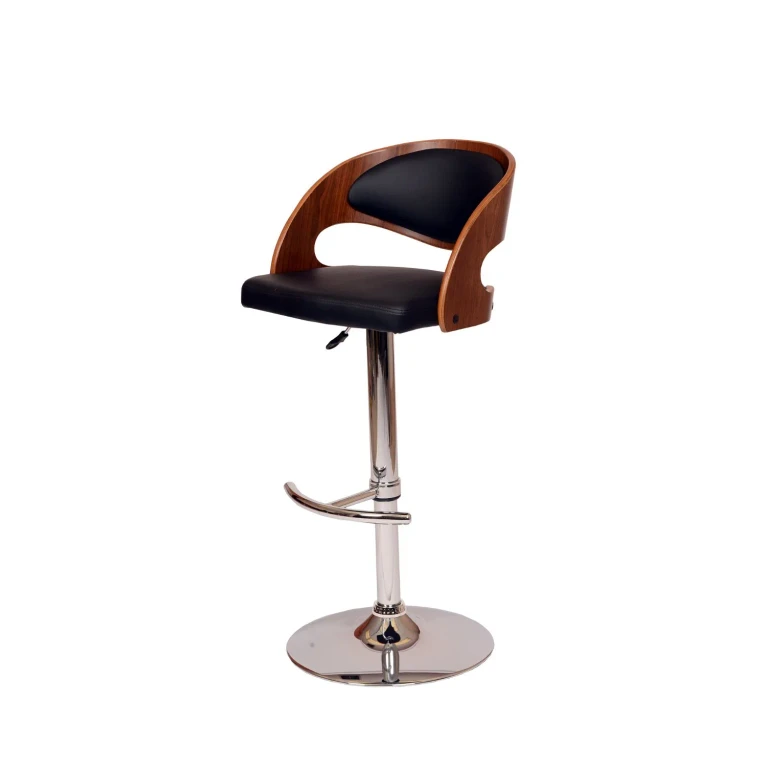 Malibu Black Walnut Swivel Adjustable Bar Stool