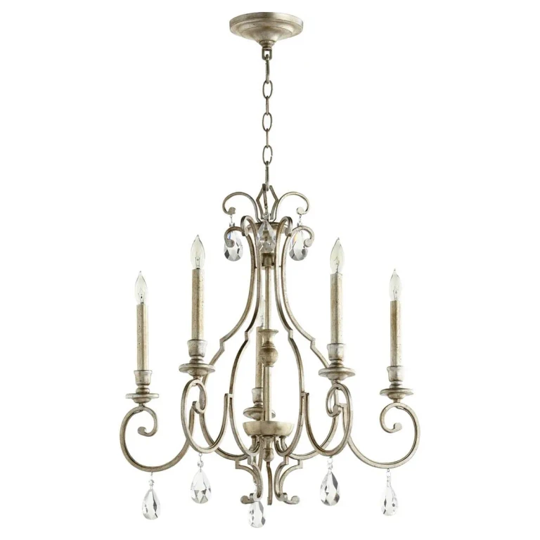 Quorum Ansley 5-Light 25" Transitional Chandelier in Aged Silver Leaf