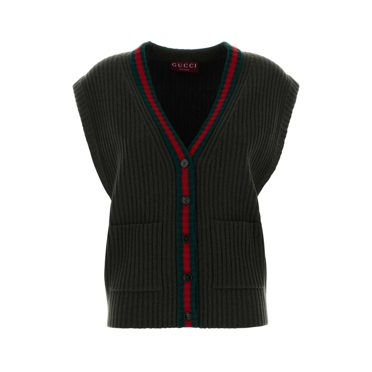 Gucci Bottle Green Wool Vest Exterior: Maglieria - Women