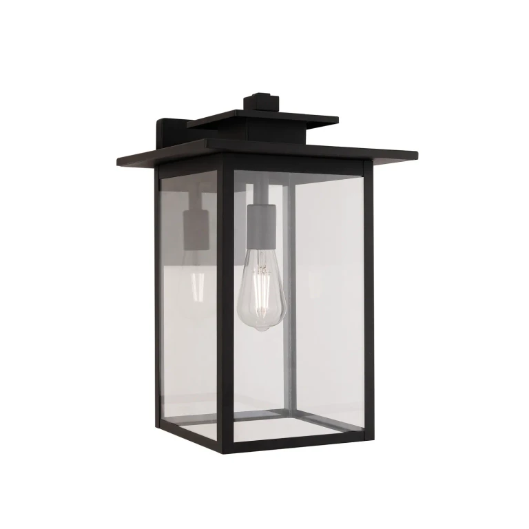 Textured Black Outdoor Wall Lantern from the Rock Creek Collection