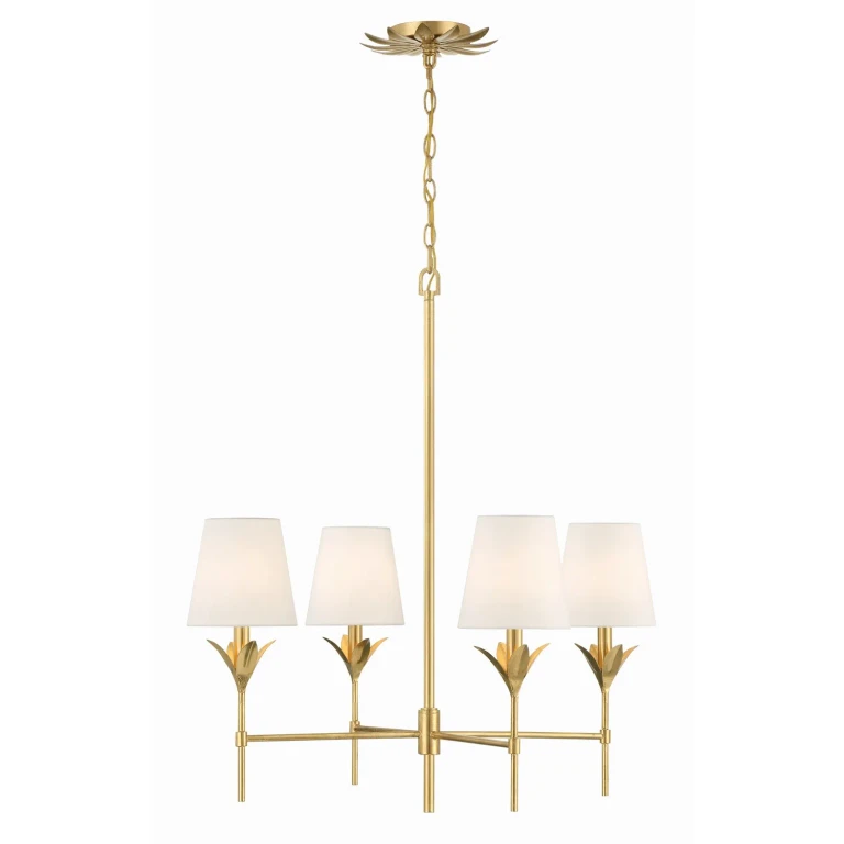 Antique Gold Four Light Chandelier from the Broche Collection
