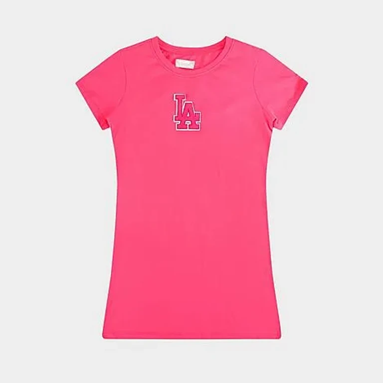 Pro Standard Girls' Big Kids Los Angeles Dodgers MLB T-Shirt Dress in Beetroot Purple Size: Small