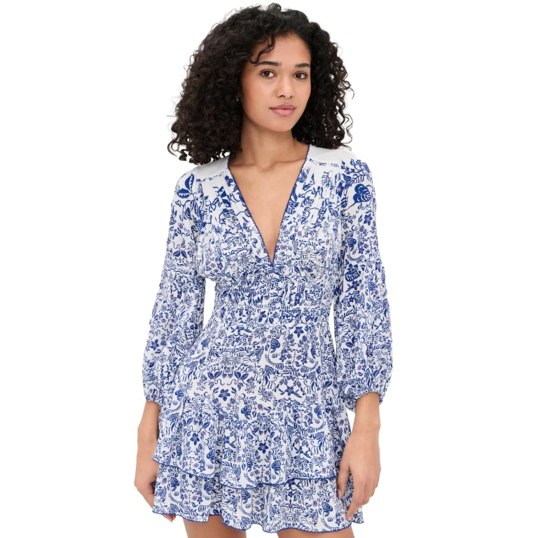 Poupette St Barth Chiara Mini Dress Blue Tiare XS