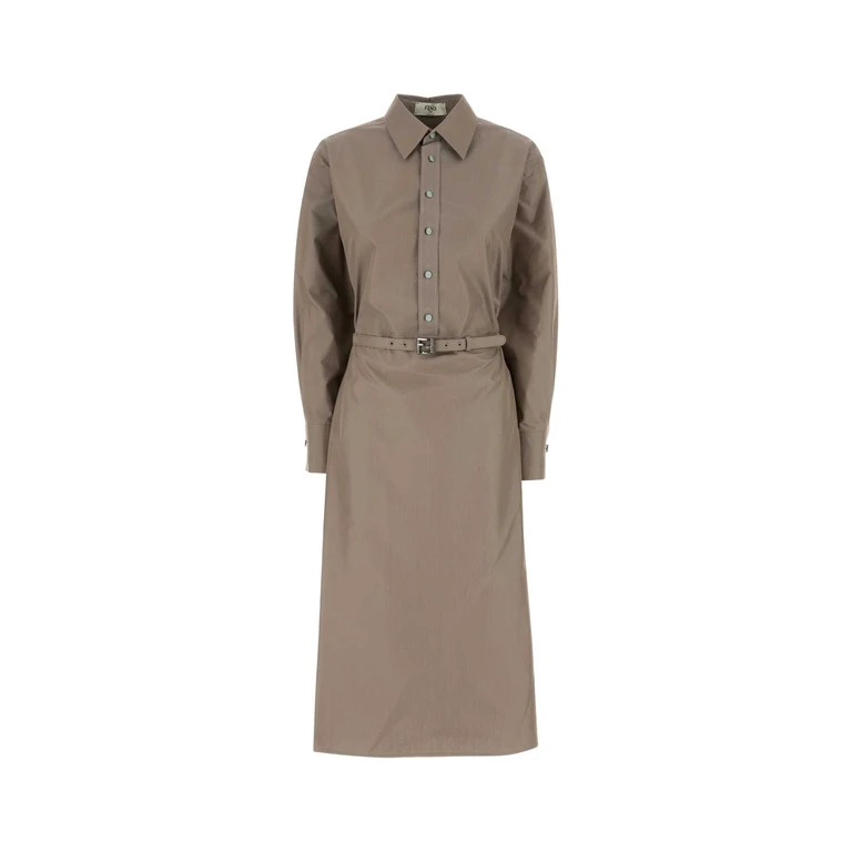 Cappuccino Poplin Shirt Dress Grey Exterior: Cotton Silk Abiti - Women